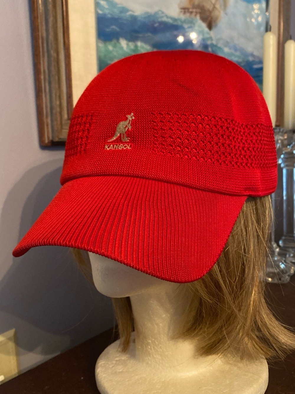V! Kangol Tropic Ventair Space cap Red XXL Style 1456BC pre-owned still good con